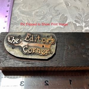 Antique Wooden Print Block Copper The Editor’s Corner